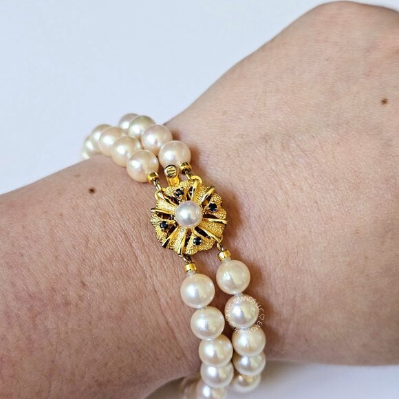 Double Strand Genuine Japanese Akoya Pearl Bracelet S925